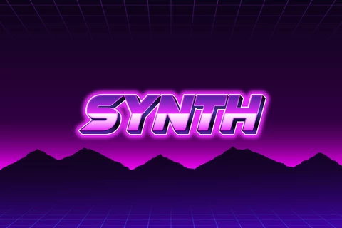 AI,EPS Estilo de fonte de texto Synth dos anos 80