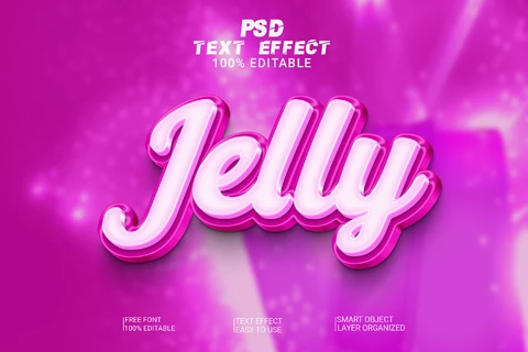 PSD Jelly rosa púrpura cursiva girly brillante 3d efecto de texto