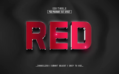 PSD Rojo limpio metálico negro seda 3d efecto texto