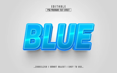 PSD Blue Glass 3D Text Effect