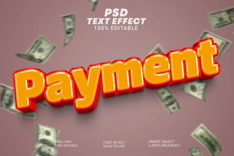 PSD Pago de dinero dólares naranja metálico 3d efecto de texto