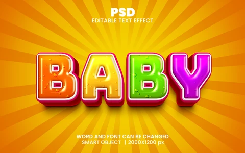 PSD Bebé 3d efecto de texto