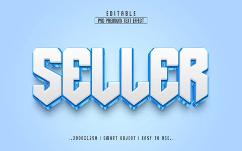 PSD Seller Ice Blue 3D Text Effect