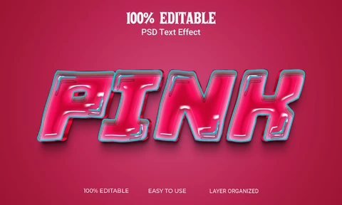 PSD Efecto de texto 3d rosa brillante