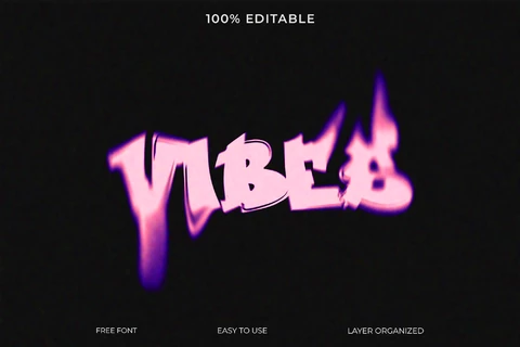 PSD Efecto de texto con estilo de fuente Vibes