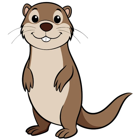 AI,JPG Cartoon Style Cute Otter Illustration