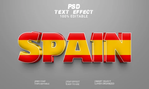 PSD Spain Flag 3D Font Style Effect