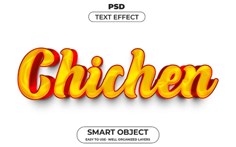 PSD Chicken Restaurant 3D Text Effect