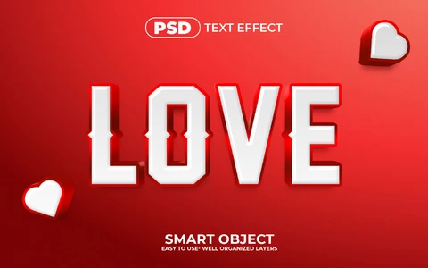 PSD Amor circo corazones rojo 3d efecto de texto