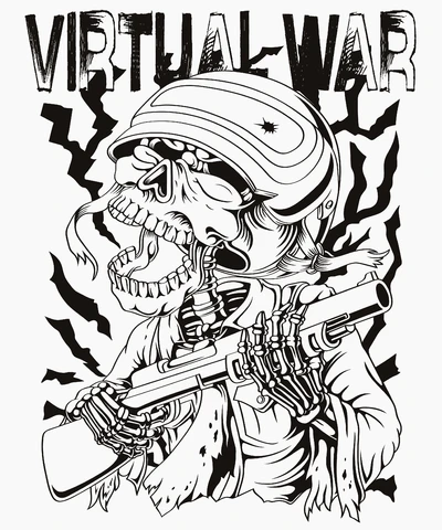 EPS,JPG Monochrome Skull Soldier Illustration