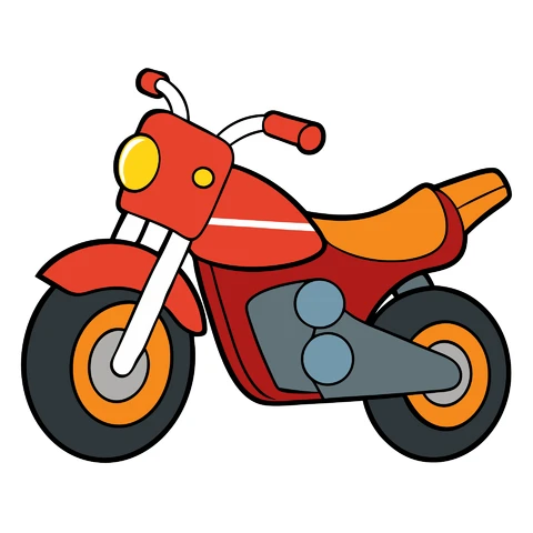 AI,JPG Ilustração de motocicleta em estilo cartoon