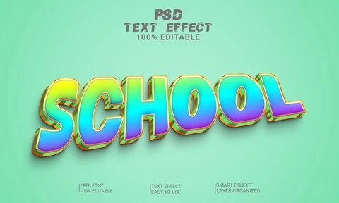 PSD School Iridescent Gradient Font Style Effect