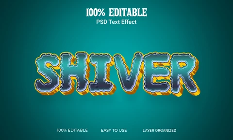 PSD Shiver halloween temblar efecto de texto 3d.