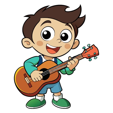 AI,JPG Cartoon Character Playing Guitar