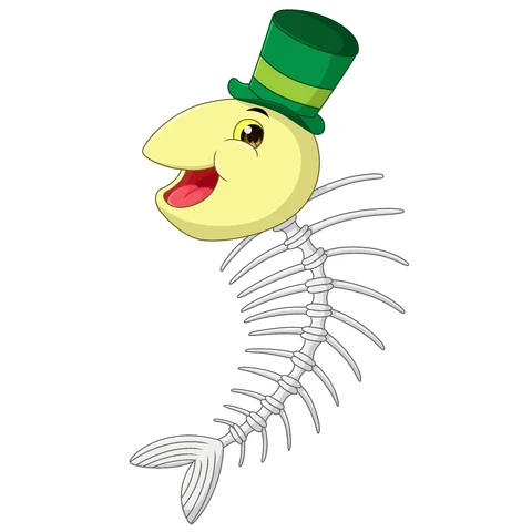 EPS,JPG Cartoon Fish Skeleton with Top Hat
