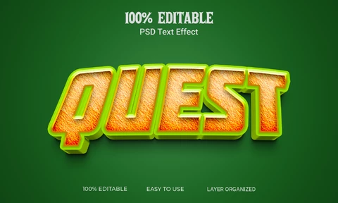 PSD Quest aventura 3d efecto de texto