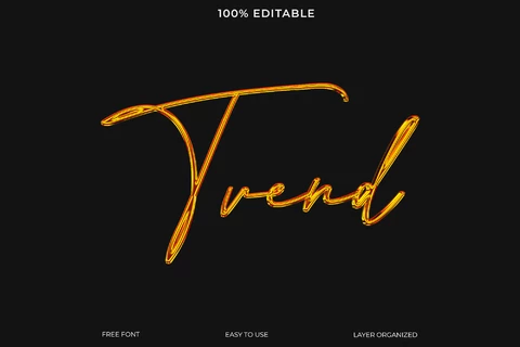 PSD Effet de texte Trend thin golden font style