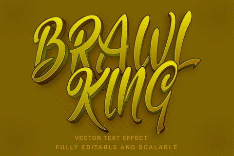 EPS Brawl king vintage 3d font style effect