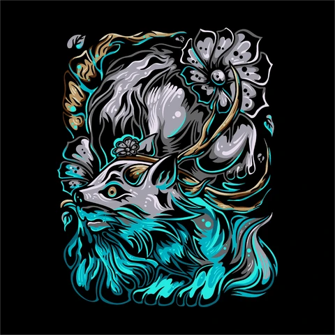 EPS,JPG Neon Fabelwesen Illustration