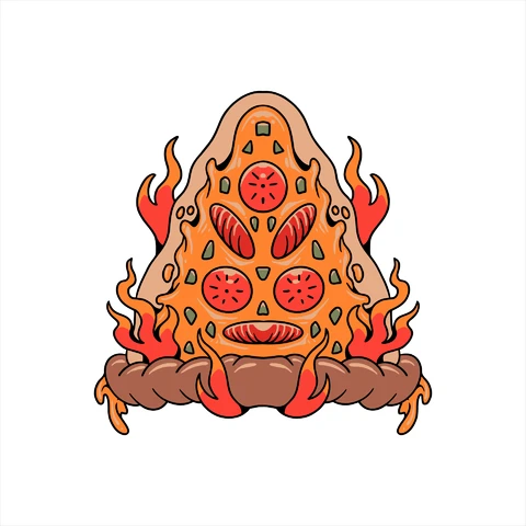 EPS,AI,JPG Flaming Pizza