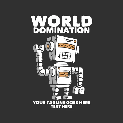 EPS,JPG Cartoon Style Robot World Domination