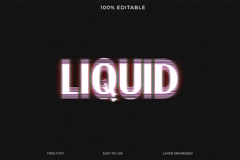 PSD Efeito de texto de estilo de fonte líquida