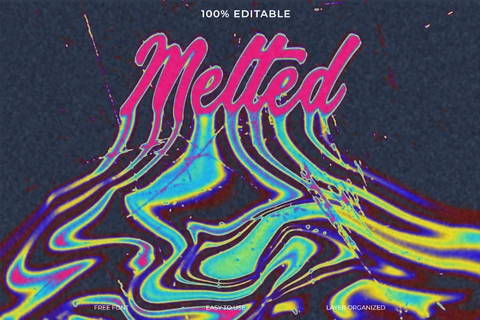 PSD Melted Acid Thermal Vision Psychedelic Font Style Text Effect