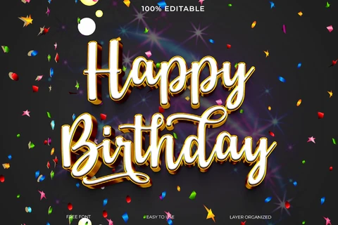 PSD Efecto de estilo de texto Feliz cumpleaños