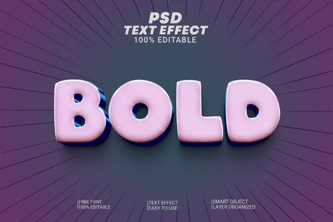 PSD Negrita de dibujos animados manga cómic rosa claro efecto de texto 3d