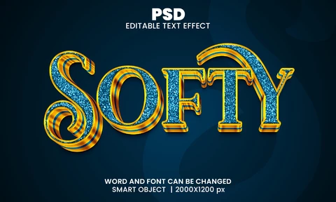 PSD Efeito de texto 3d suave
