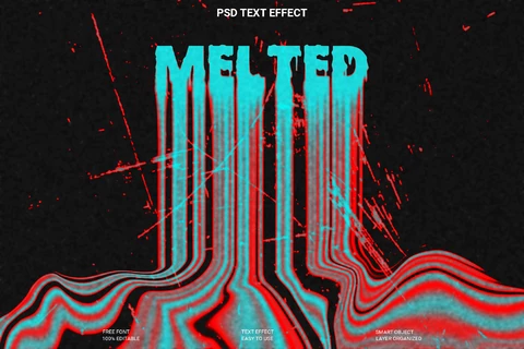 PSD Efeito de estilo de texto derretido