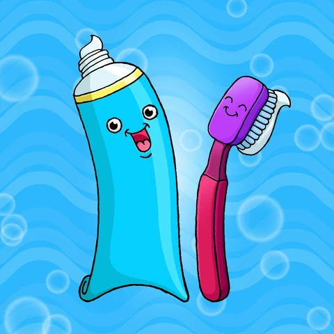 EPS,JPG Cute Kawaii Style Toothpaste and Brush