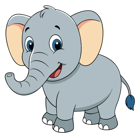 AI,JPG Cute Cartoon Elephant Illustration