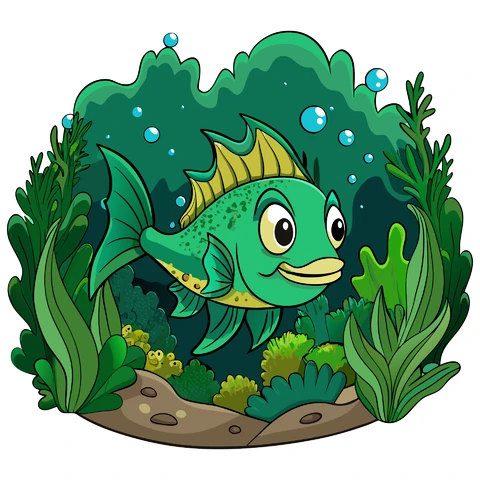 AI,JPG Cartoon Style Underwater Scene