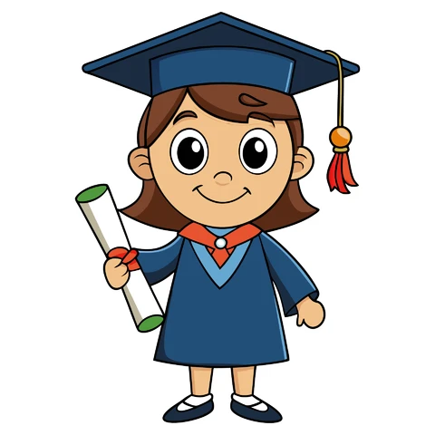 AI,JPG Cartoon Graduation Character Illustration