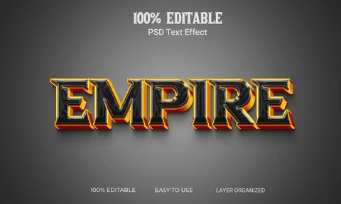 PSD Empire Prestige Golden 3D Text Effect