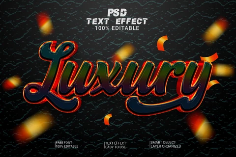 PSD Luxury Party Black Lava 3D Text Effect