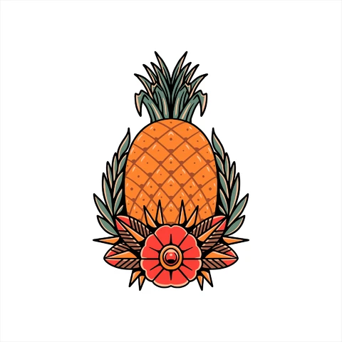 EPS,AI,JPG Vintage Pineapple Illustration