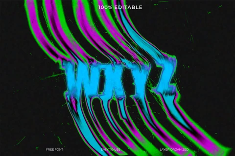 PSD Efeito de texto de estilo de fonte Wxyz
