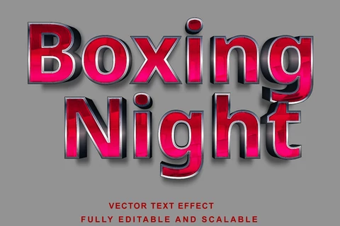 EPS Efeito de estilo de fonte 3d brilhante de noite de boxe