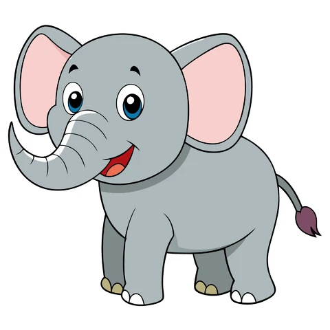 AI,JPG Cute Cartoon Elephant Character Illustration