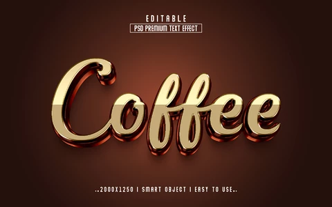 PSD Coffee 3D Text Effect