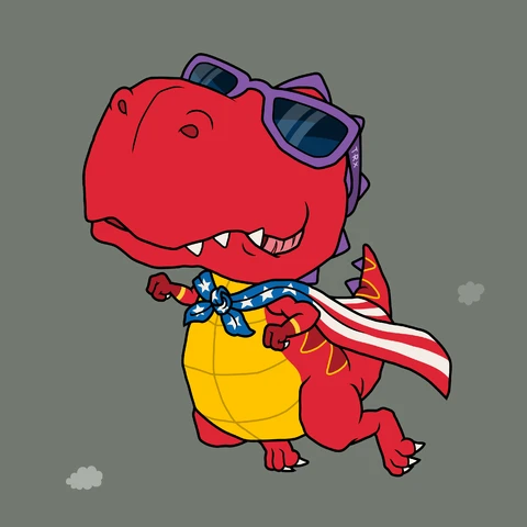 EPS,JPG Cartoon Style Dinosaur Superhero Illustration