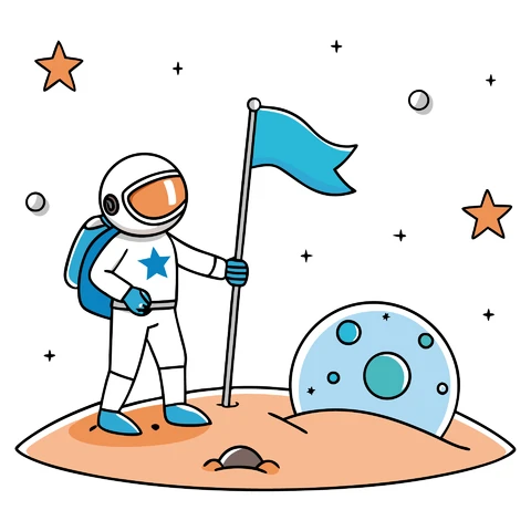 AI,JPG Cartoon Space Explorer Illustration