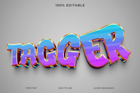 PSD Tagger grafffiti gradiente perspectiva 3d efecto de texto
