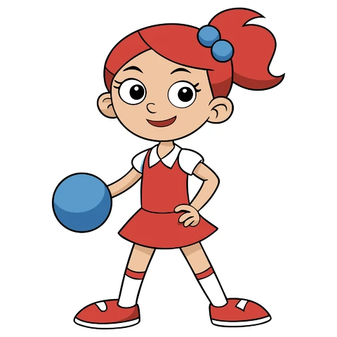 AI,JPG Cartoon Character with Ball Illustration