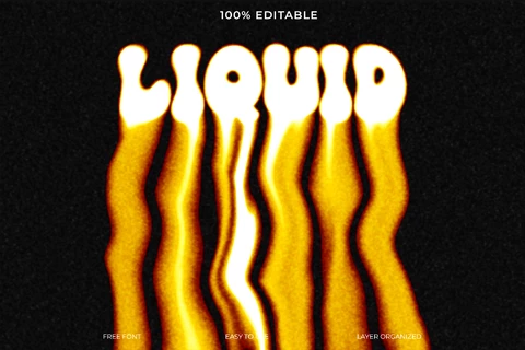 PSD Liquid Gold Lava Lamp Font Style Text Effect