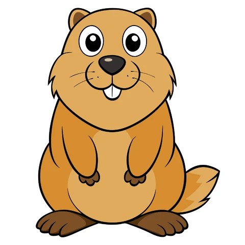 AI,JPG Cartoon Style Cute Groundhog Illustration