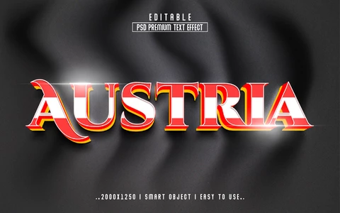 PSD Efecto de estilo de texto de Austria