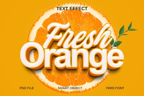 PSD 3D Citrus Text Effect with Fresh Vibes